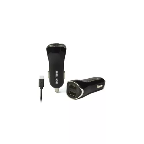 Ład. sam. Beline 2xUSB + USB-C 2,1A töltő fekete