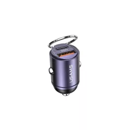   Usams C38 autós töltő USB+Type-C aljzat (30W, PD gyorstöltő, mini) LILA (CC206CC01_P)