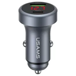   USAMS CC327 alumínium autós töltő 45W USB-A USB-C tarnish