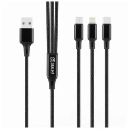   OBAL:ME 3in1 AllConnect Fast Charge USB-A/USB-C, Lightning, Micro-USB kábel 1.2m fekete