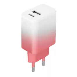   Setty USB- és USB-C-töltő 20W LSIG-AC-20 fehér–rózsaszín átmenetes