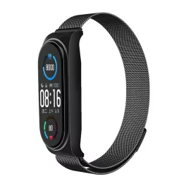 XIAOMI Mi Band 5/6 készülékhez fém szíj, fekete (01)
