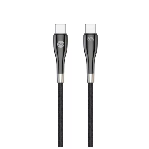 Forever Sleek kábel USB-C–USB-C 2,0 m 60W fekete