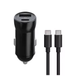 Maxlife MXCC-04 PD QC autós töltő 1× USB-C, 1× USB, 20W fekete + USB-C–USB-C kábel 60W