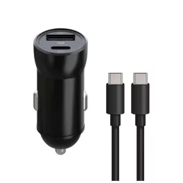   Maxlife MXCC-04 PD QC autós töltő 1× USB-C, 1× USB, 20W fekete + USB-C–USB-C kábel 60W