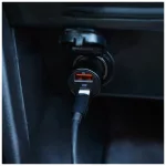 Maxlife MXCC-04 PD QC autós töltő 1× USB-C, 1× USB, 20W fekete + USB-C–USB-C kábel 60W