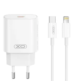   XO fali töltő CE25 PD 25W 1x USB-C + USB-C–Lightning kábel fehér