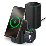 SPIGEN ESSENTIAL EF223MS 3IN1 QI2 ROTARY MAGNETIC MAGSAFE vezeték nélküli töltő fekete