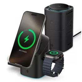   SPIGEN ESSENTIAL EF223MS 3IN1 QI2 ROTARY MAGNETIC MAGSAFE vezeték nélküli töltő fekete