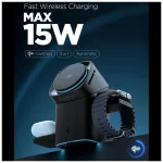 SPIGEN ESSENTIAL EF223MS 3IN1 QI2 ROTARY MAGNETIC MAGSAFE vezeték nélküli töltő fekete