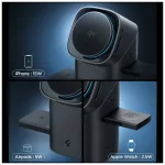 SPIGEN ESSENTIAL EF223MS 3IN1 QI2 ROTARY MAGNETIC MAGSAFE vezeték nélküli töltő fekete
