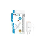 Beline töltő 65W (2x USB-C, 1x USB) + USB-C kábel, PD 3.0 + QC 3.0 BLN3CW65C GaN, fehér