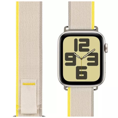 OBAL:ME textil szíj Apple Watch 42-49mm M-L készülékhez bézs/sárga