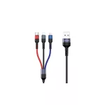 USAMS kábel pleciony U26 3w1 0.35m 2A Fast Charge (lightning/microUSB/USB-C) SJ410USB01 (US-SJ410)