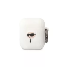   CG MOBILE KARL LAGERFELD 3D LOGO NFT KARL HEAD szilikon tok (karabíner) FEHÉR Apple AirPods 1/2 (KLA2RUNIKH)