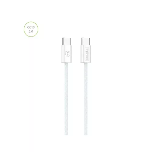 T-PHOX CC15 Series USB-C/USB-C kábel 60W 3A 2 m fehér
