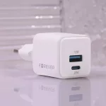 Forever TC-08-20AC GaN PD QC töltő 20W 1x USB-C, 1x USB fehér