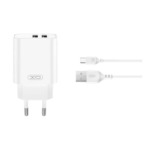 XO CE34 Hálózati töltő szett 2*USB-A 2,4A + USB-C kábellel