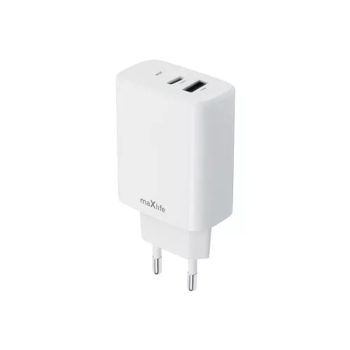 Maxlife MXTC-10-20AC PD QC töltő 1x USB-C 1x USB 20W fehér