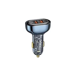   Usams autós töltő 2 USB+Type-C aljzat (80W, gyorstöltő) SÖTÉTKÉK (CC159CC02)