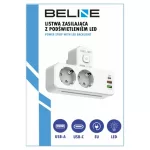 Beline hálózati elosztó LED backlight-del, 2xUSB-A/USB-C/2xAC, fehér