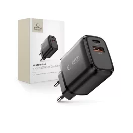   TECH-PROTECT NCA45W-GAN 2-PORT hálózati töltő PD 45W / QC3.0 fekete