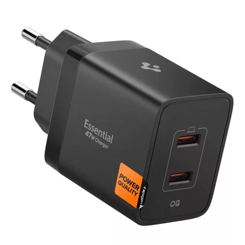SPIGEN ESSENTIAL EE472EU 2-PORT NETWORK CHARGER 47W fekete