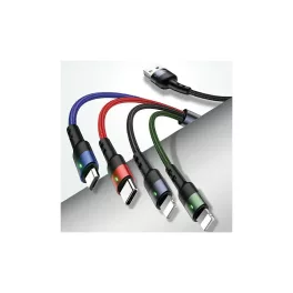   USAMS Fonott kábel U26 4in1 1,2 m 2A Gyors töltés (2x lightning/microUSB/USB-C)
