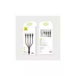USAMS Fonott kábel U26 4in1 1,2 m 2A Gyors töltés (2x lightning/microUSB/USB-C)