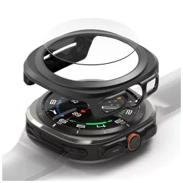   RINGKE SLIM & TEMPERED GLASS üvegfólia SAMSUNG GALAXY WATCH ULTRA 2024 / 2025 (47 MM) készülékhez titán fekete