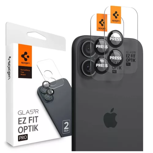 SPIGEN OPTIK PRO GLAS.TR EZ FIT kameravédő 2 db iPhone 16/16 Plus/17 készülékhez fekete